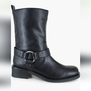 Kenneth Cole Reaction Harness Moto Boots Black Sz 8.5 NIB